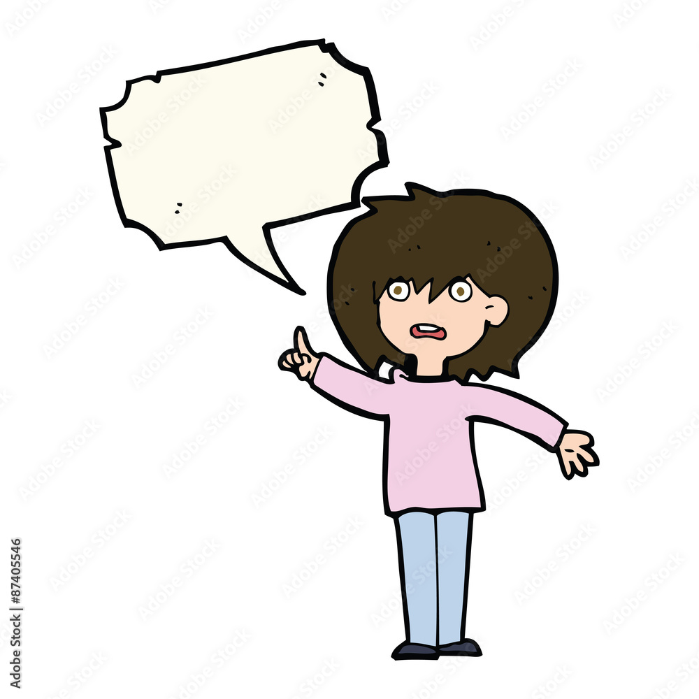 cartoon woman asking question with speech bubble cartoon woman asking question with speech bubble