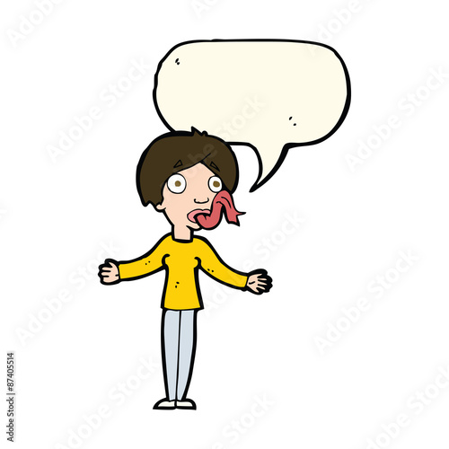 cartoon woman telling lies with speech bubble