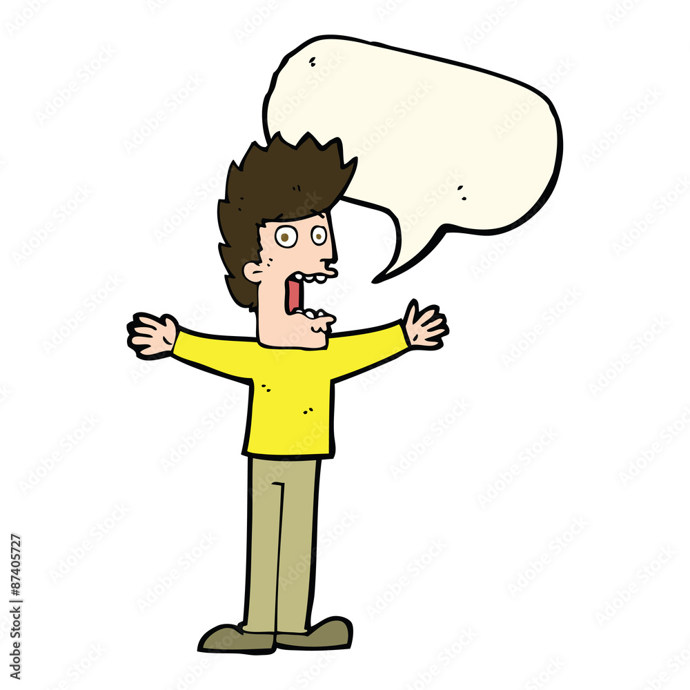 cartoon terrified man with speech bubble cartoon terrified man with speech bubble