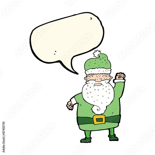 cartoon angry santa claus with speech bubble