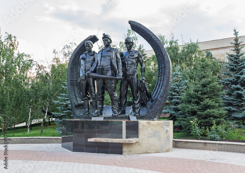 Monument to the miners in Makeevka. Ukraine, Donbass photo