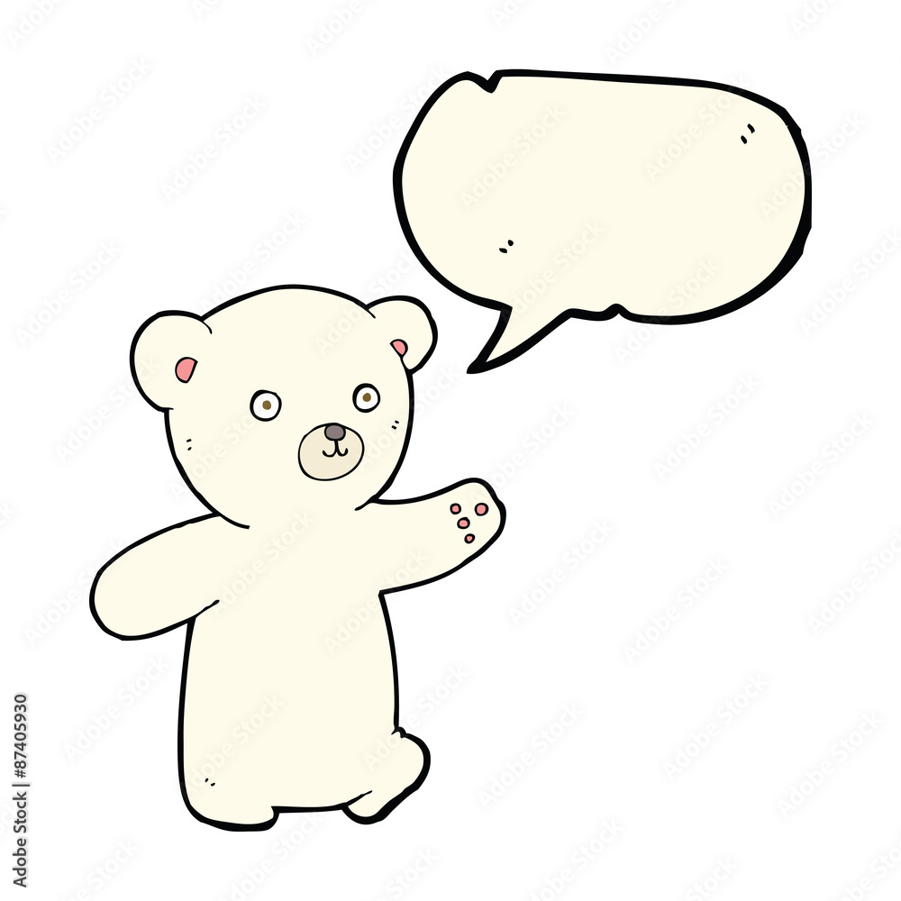 cartoon polar bear cub with speech bubble cartoon polar bear cub with speech bubble