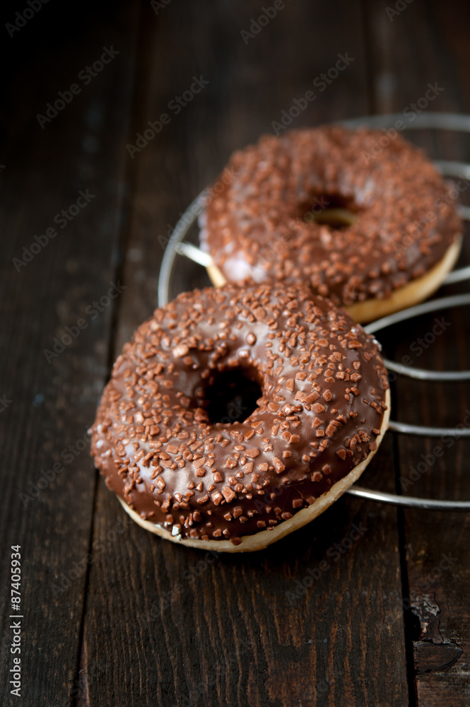 Naklejka premium Sweet donut with chocolate