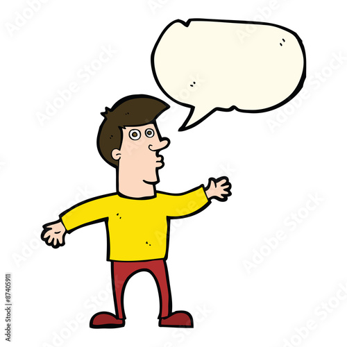 cartoon worried man with speech bubble