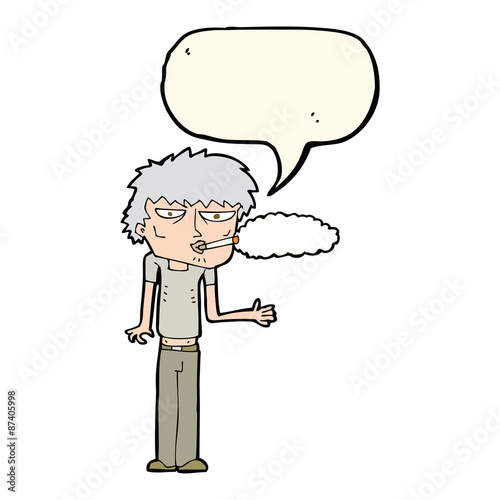 cartoon smoker with speech bubble