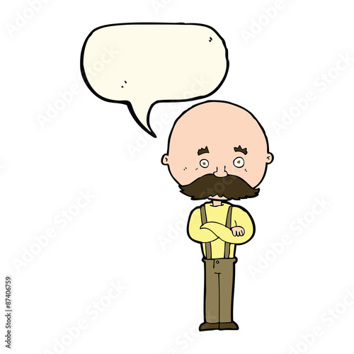 cartoon grandfather with speech bubble