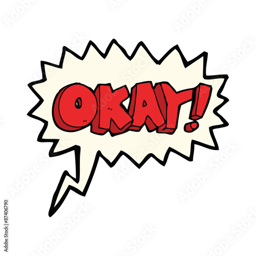 cartoon okay sign with speech bubble