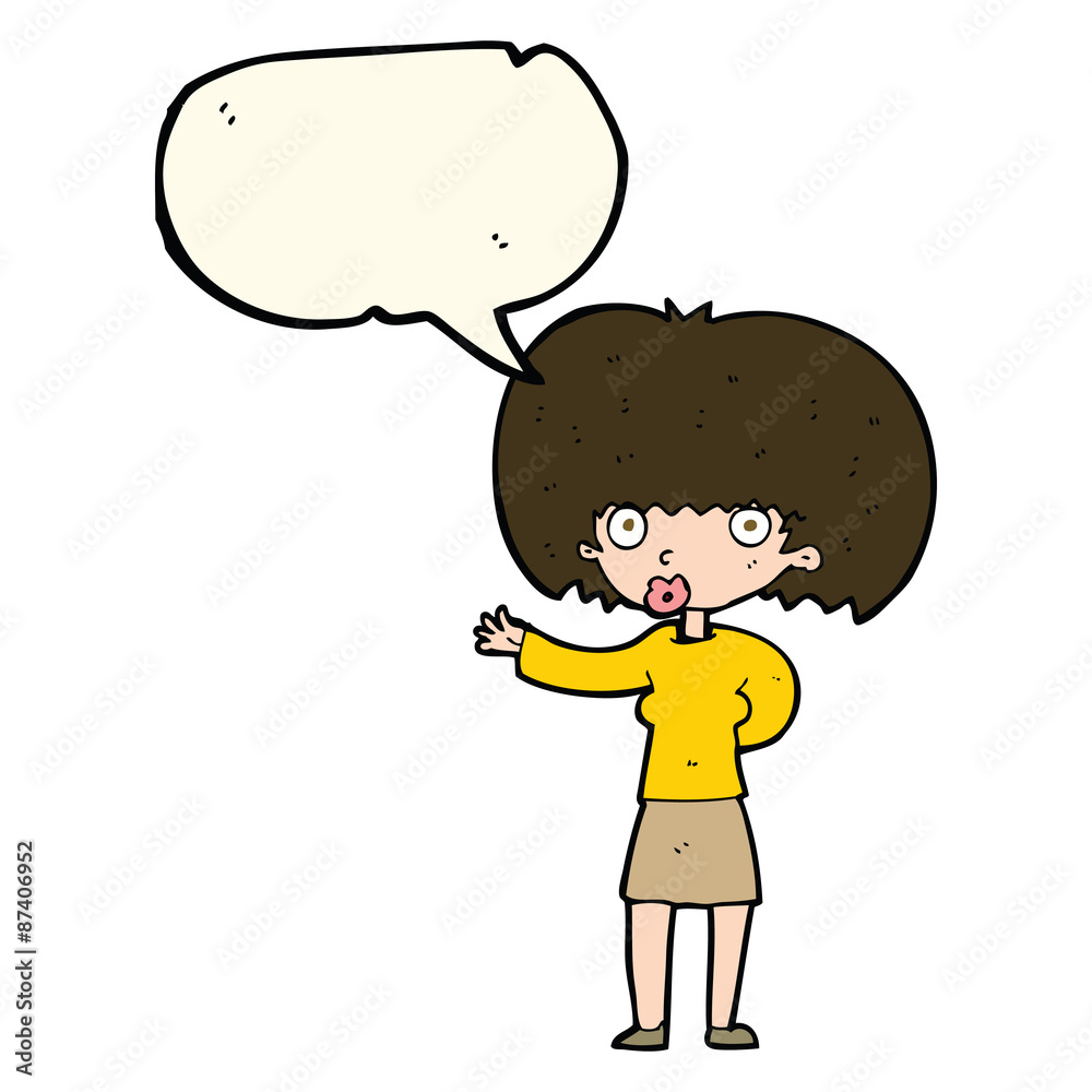 cartoon woman gesturing with speech bubble cartoon woman gesturing with speech bubble