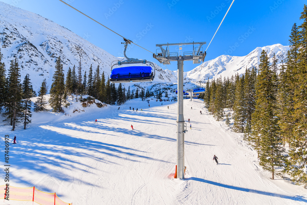 Ski lift n Rohace valley in winter season, Tatra Mountains, Slovakia Ski lift n Rohace valley in winter season, Tatra Mountains, Slovakia