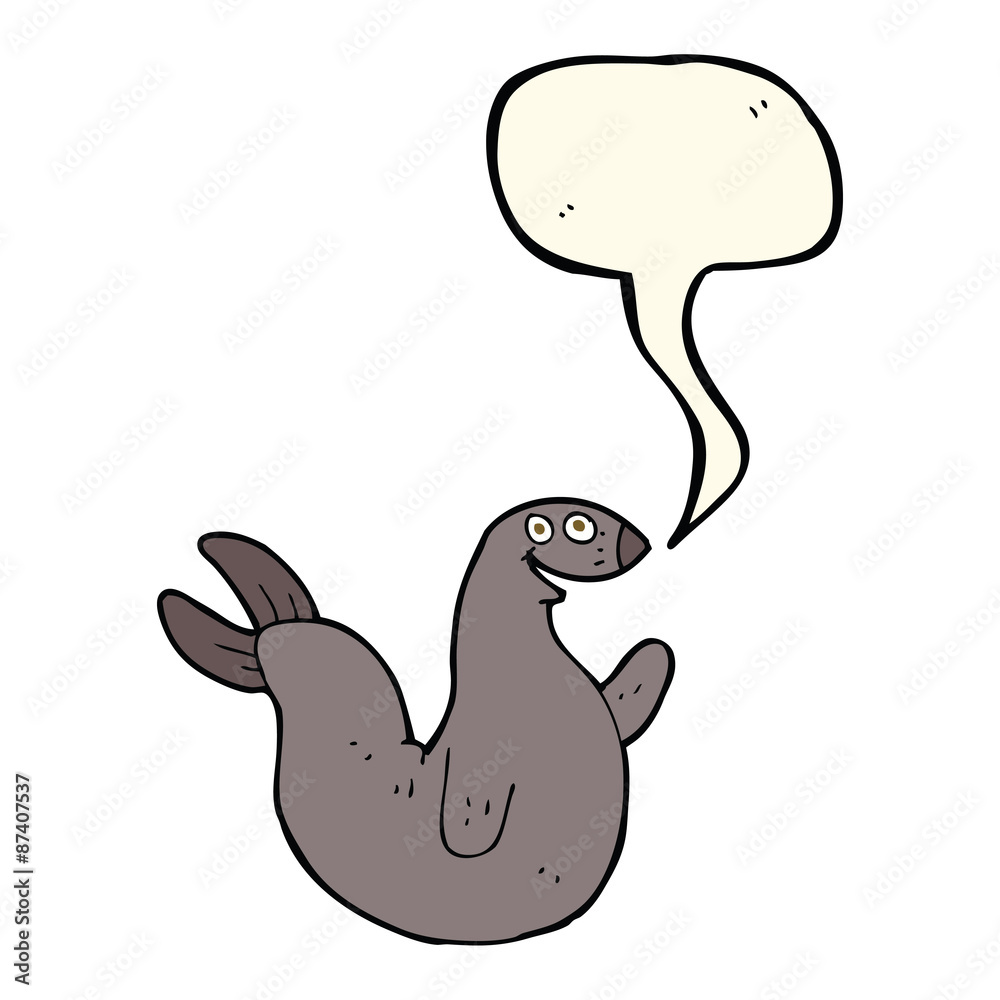 cartoon happy seal with speech bubble cartoon happy seal with speech bubble