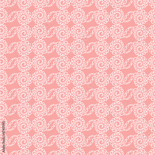  Endless white lace pattern on a pink background. © Tatiana_K
