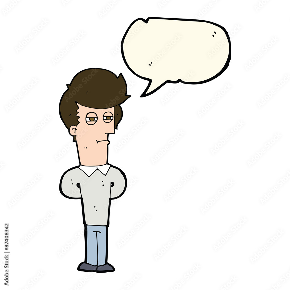 cartoon jaded man with speech bubble