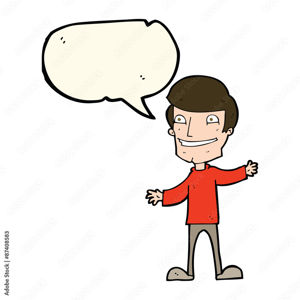 cartoon grinning man with speech bubble cartoon grinning man with speech bubble