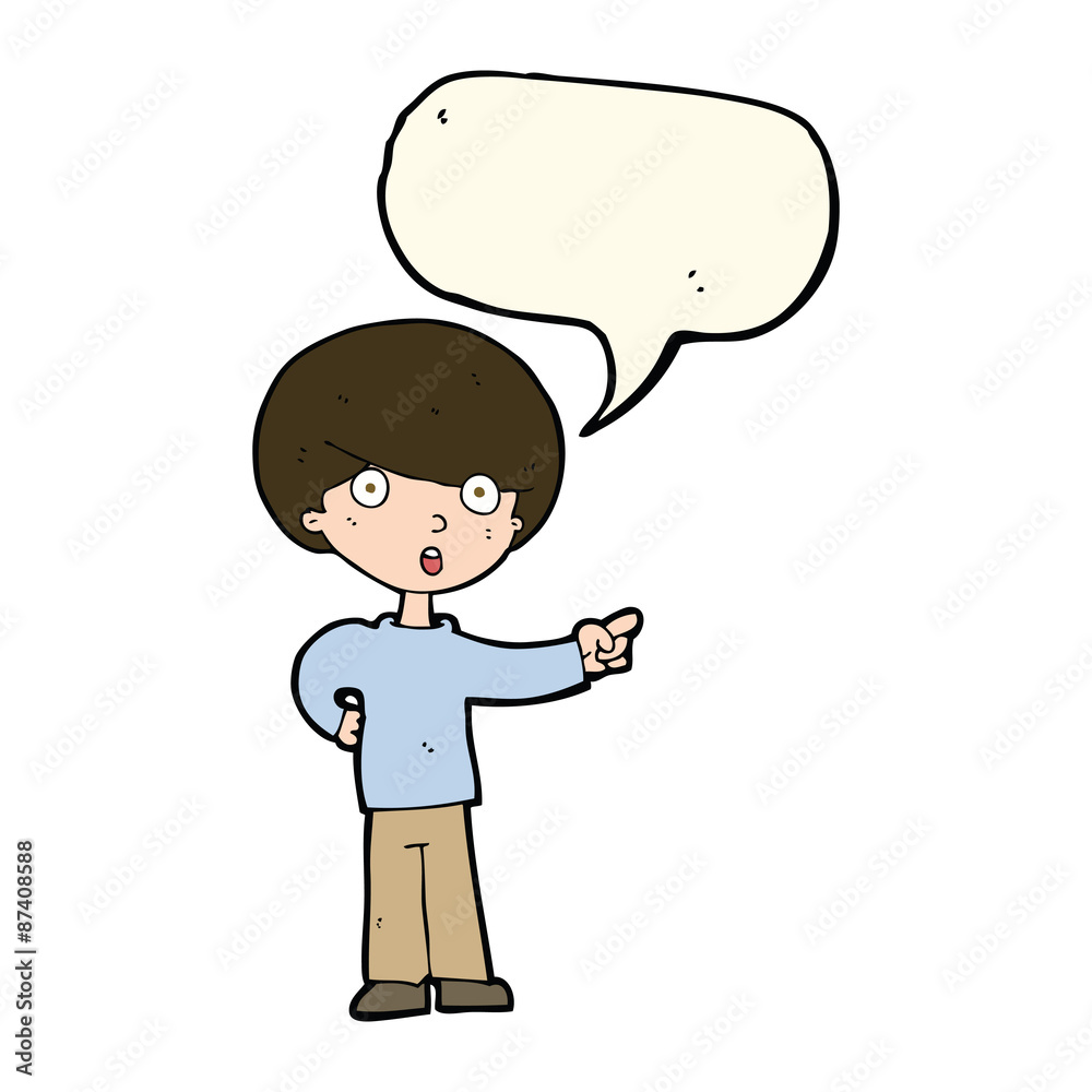 cartoon pointing boy with speech bubble cartoon pointing boy with speech bubble