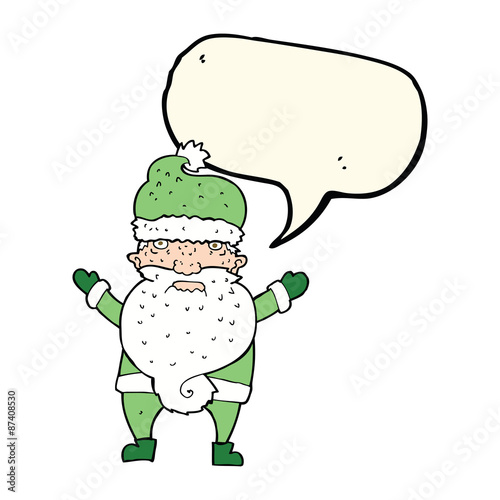 cartoon grumpy santa with speech bubble