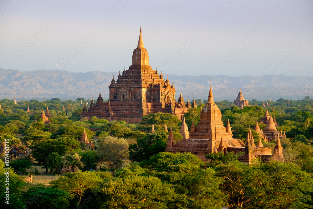 Scenic view of antient Sulamani temple at sunrise, Bagan, Myanma