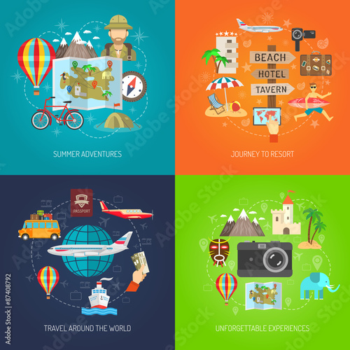 Travel Flat Decorative Icon Set 