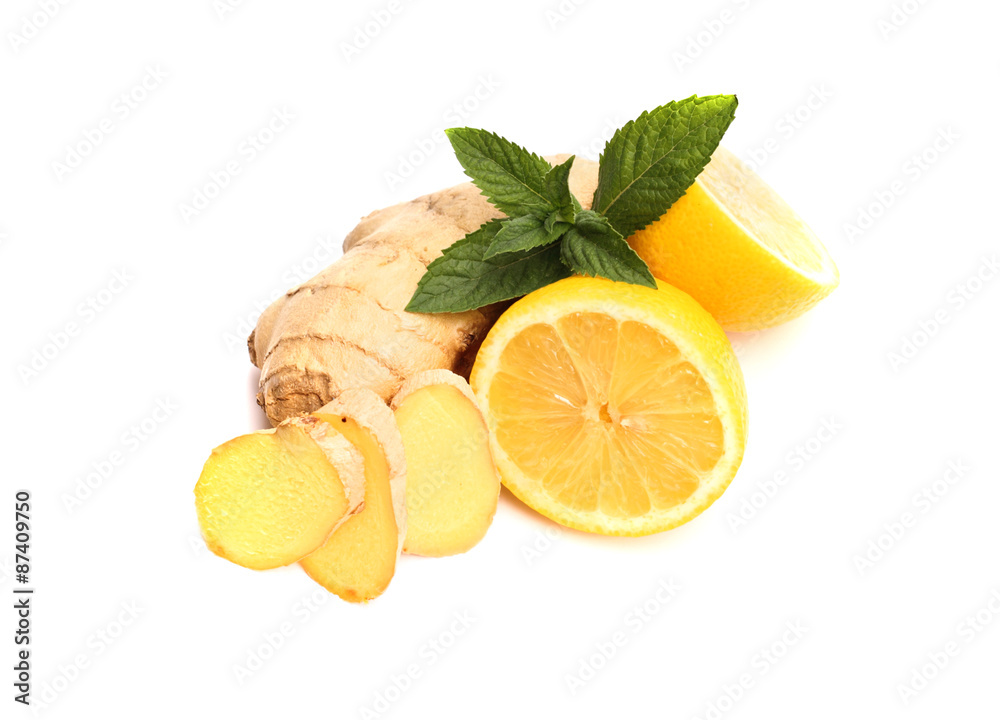 ginger, lemon, mint ginger, lemon, mint