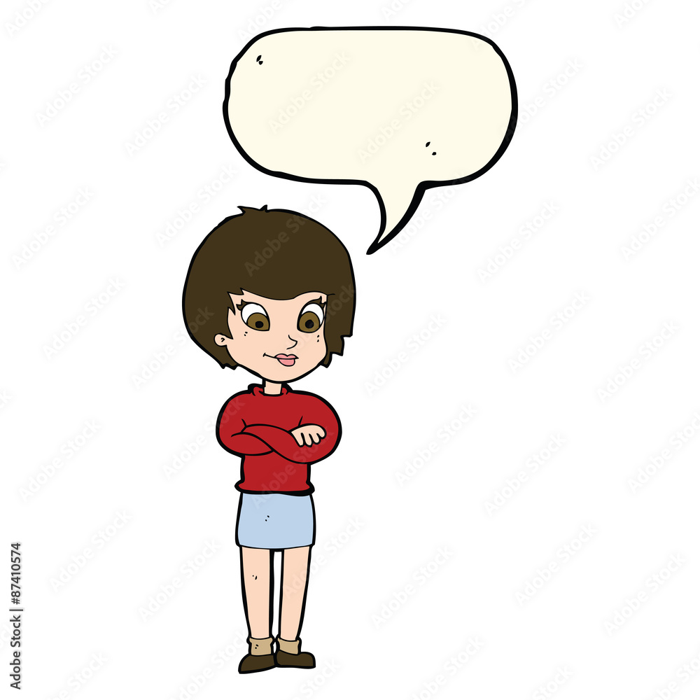 cartoon proud woman with speech bubble cartoon proud woman with speech bubble