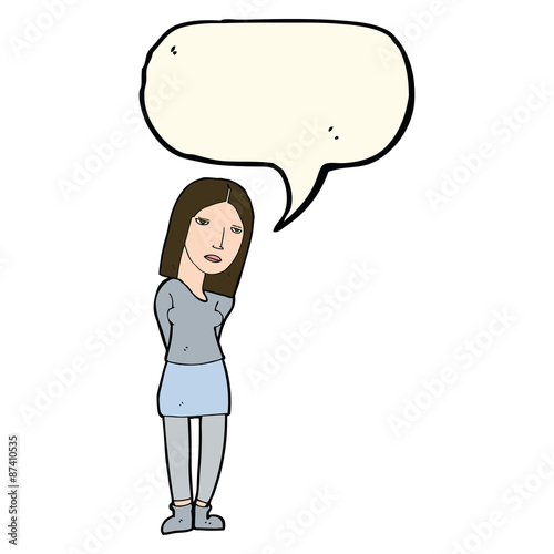 cartoon woman waiting with speech bubble