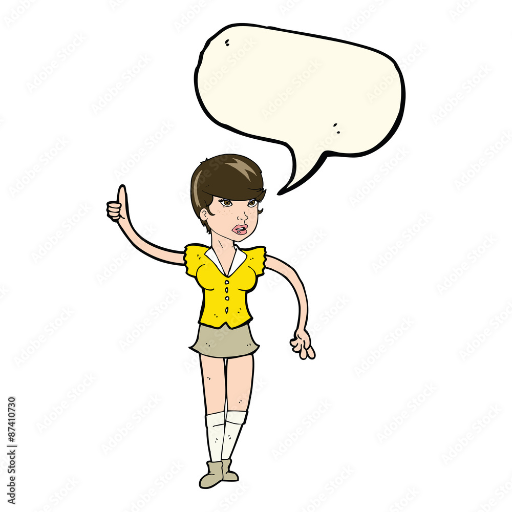 cartoon pretty girl asking question with speech bubble cartoon pretty girl asking question with speech bubble