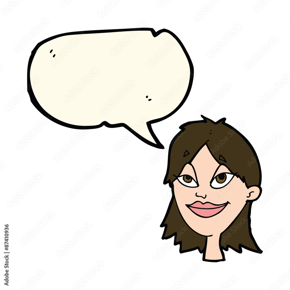 cartoon happy woman with speech bubble cartoon happy woman with speech bubble