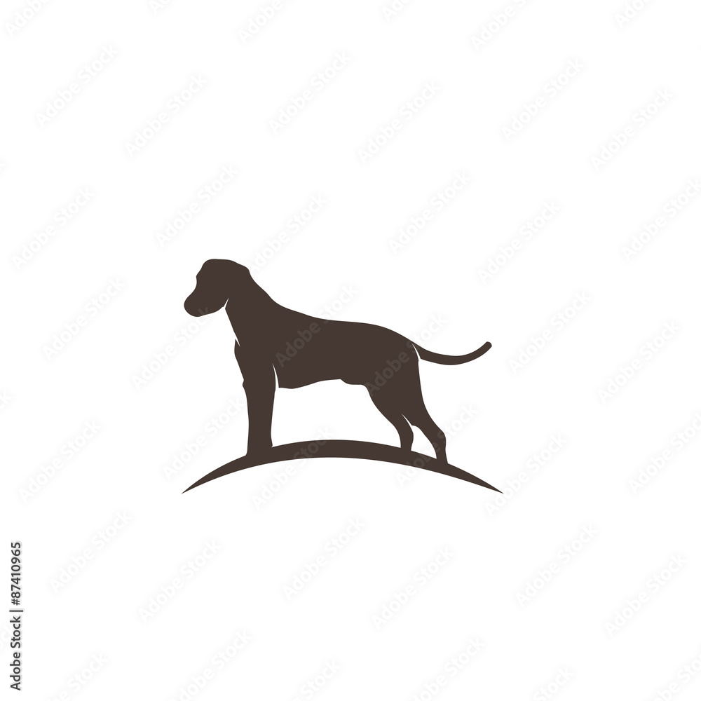 Stylized dog logo design. Artistic animal silhouette. Vector illustration.