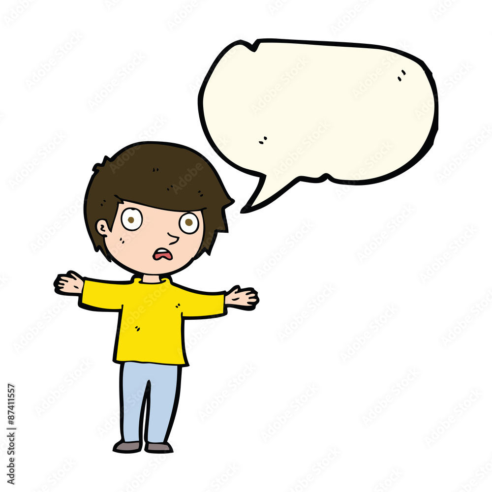 cartoon worried boy with speech bubble cartoon worried boy with speech bubble