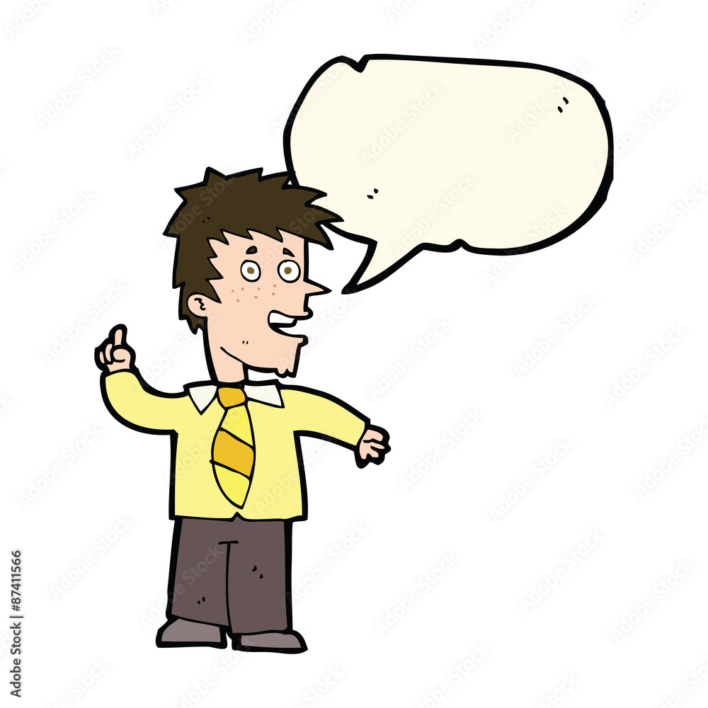 cartoon man with idea with speech bubble