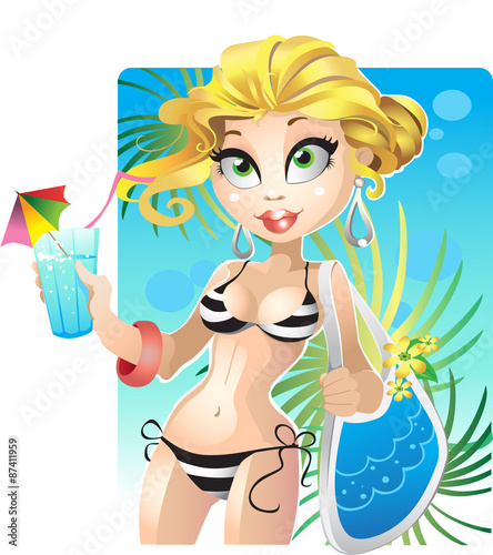 summer blond girl on the beach