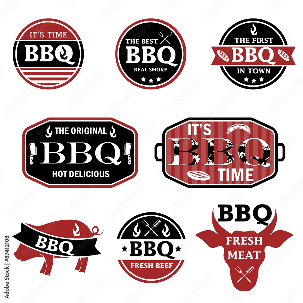 Illustration set of bbq labels. Vector