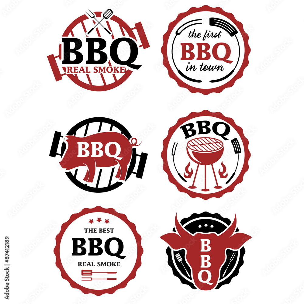 Obraz premium Illustration set of bbq labels. Vector