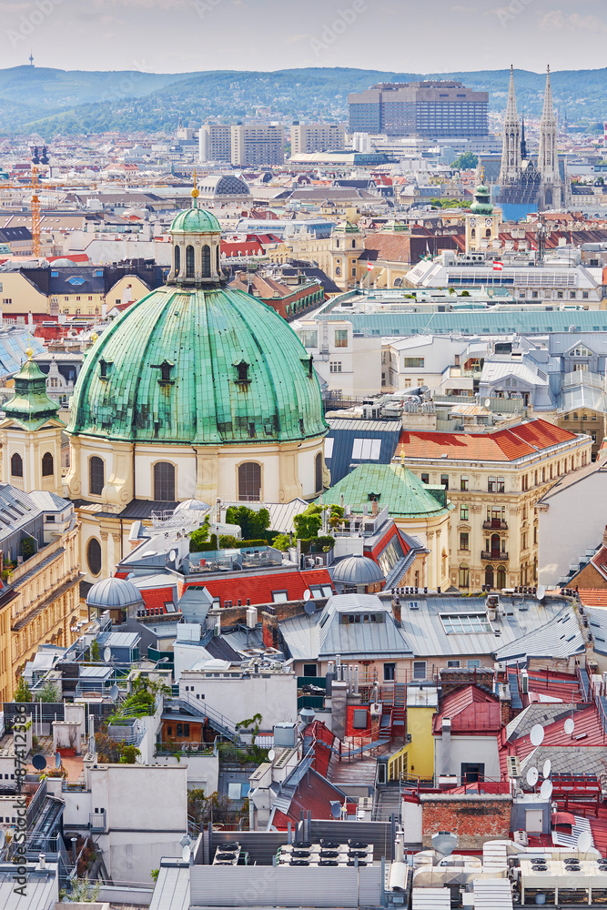 Aerial view of city center in Vienna