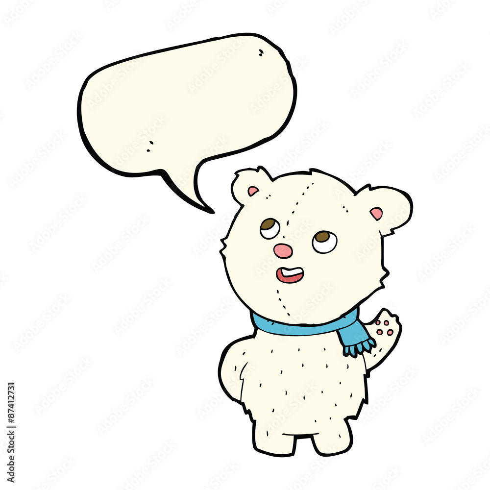 cartoon cute polar bear cub with speech bubble cartoon cute polar bear cub with speech bubble