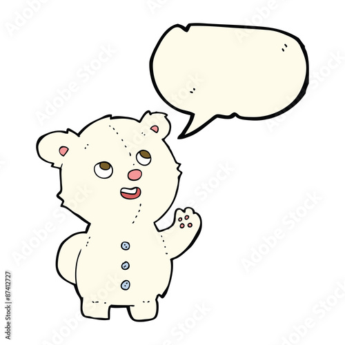 cartoon cute polar bear cub with speech bubble