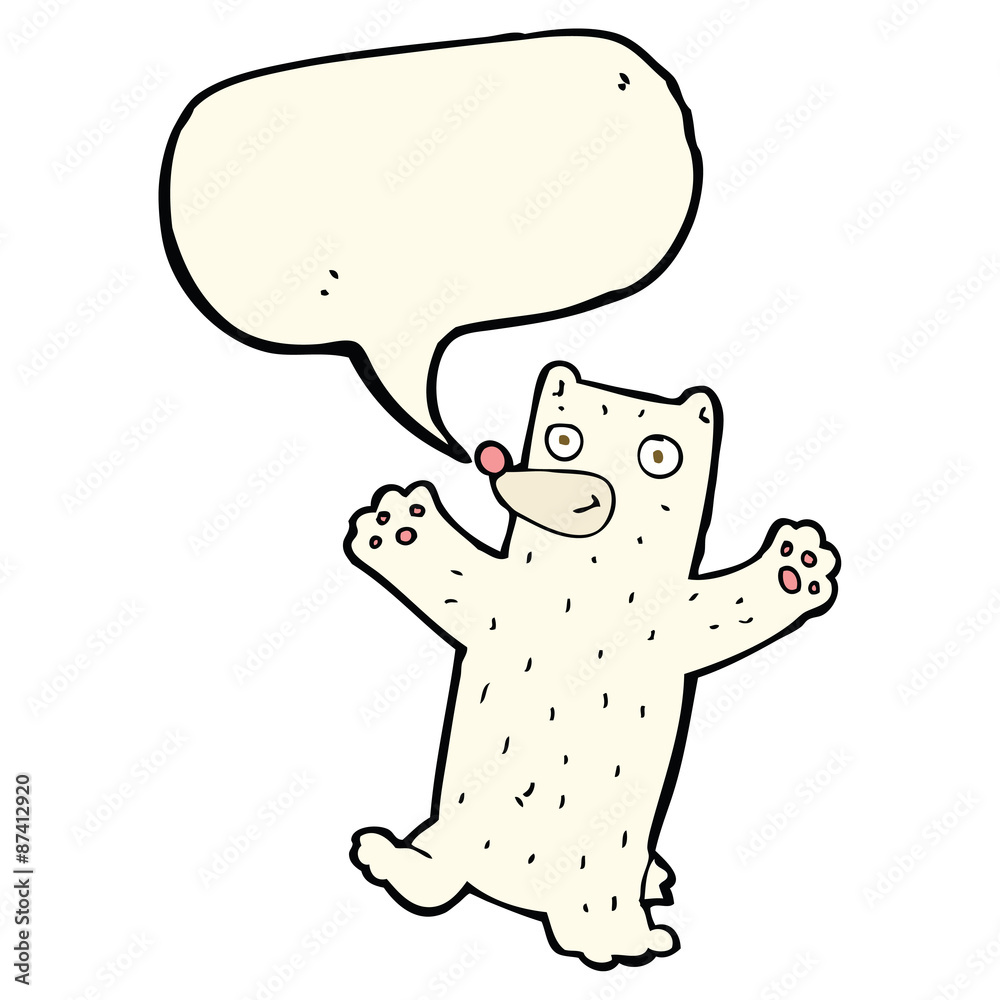 Obraz premium cartoon polar bear with speech bubble