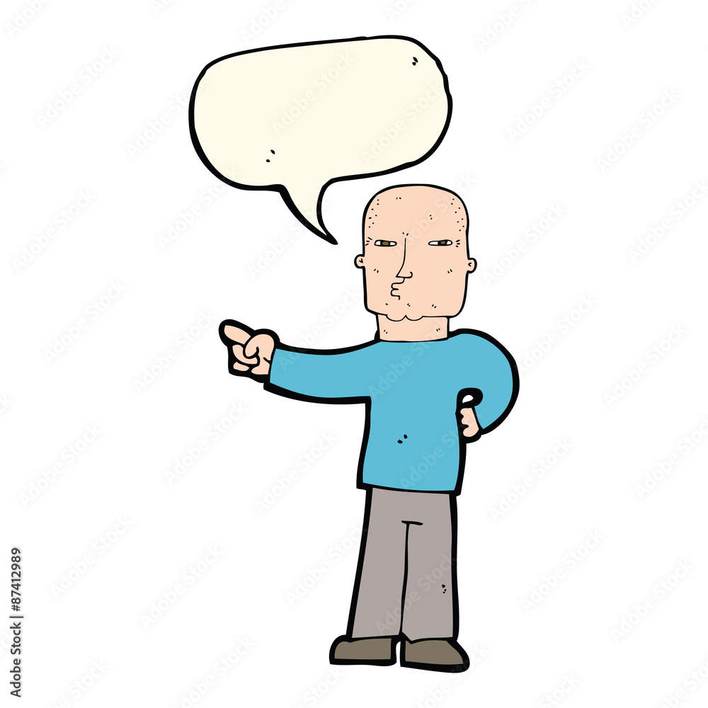 cartoon pointing man with speech bubble