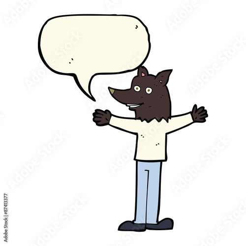 cartoon werewolf with speech bubble