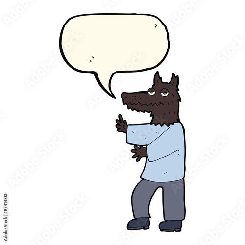 cartoon werewolf with speech bubble