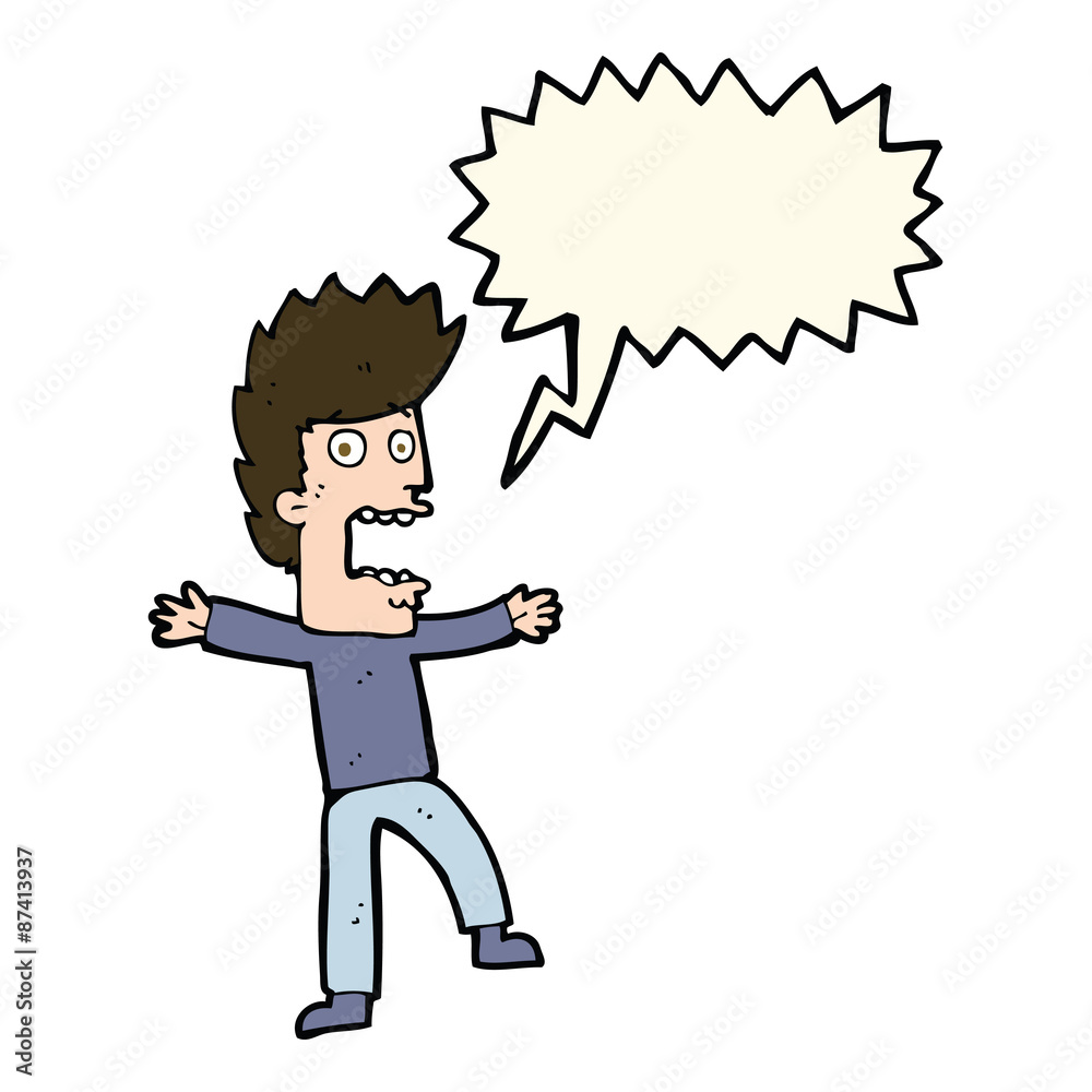 cartoon terrified man with speech bubble cartoon terrified man with speech bubble