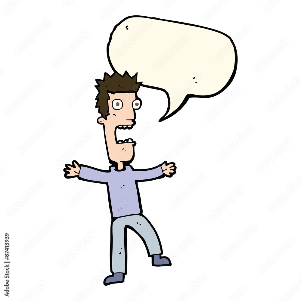 cartoon terrified man with speech bubble cartoon terrified man with speech bubble