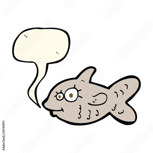 cartoon happy goldfish with speech bubble