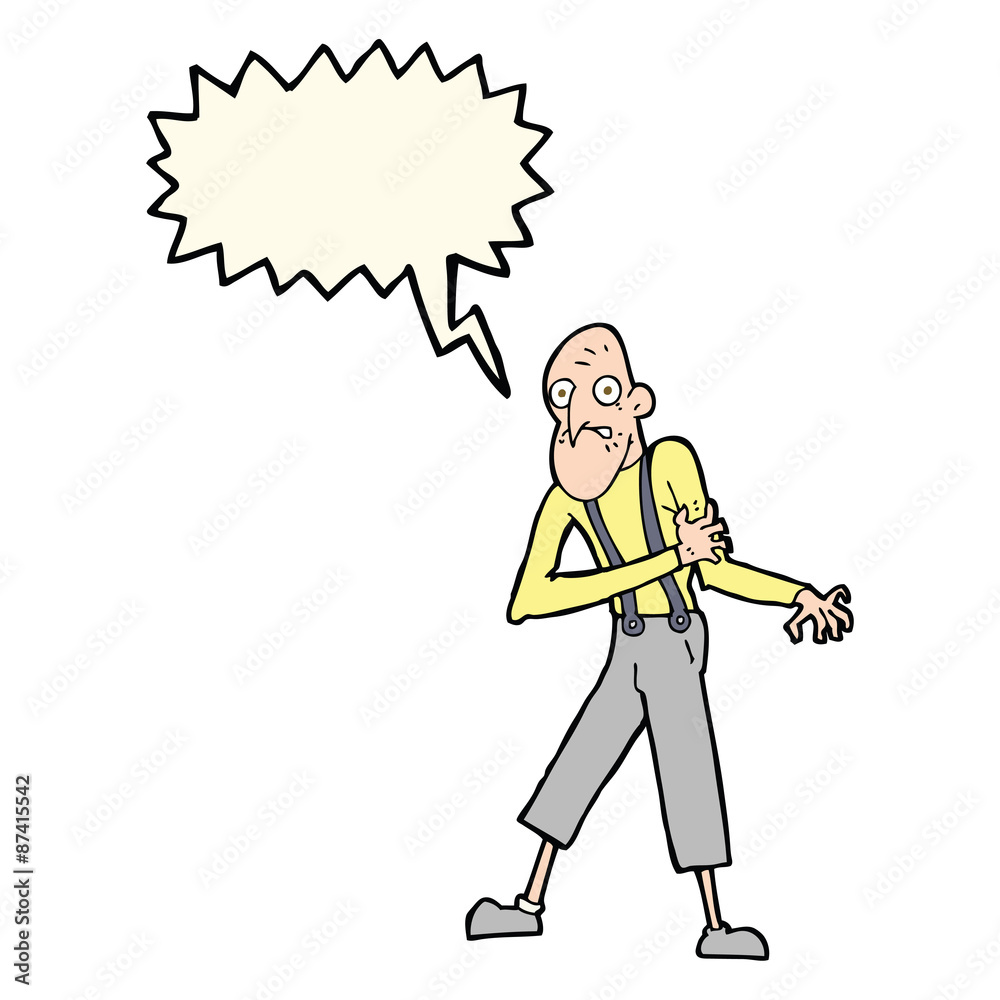 cartoon old man having heart attack with speech bubble cartoon old man having heart attack with speech bubble