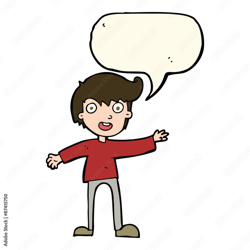 cartoon excited boy with speech bubble cartoon excited boy with speech bubble