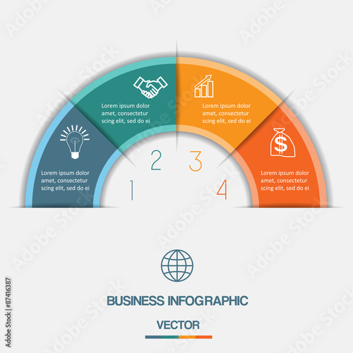 Infographic Color Semicircle on four positions photo