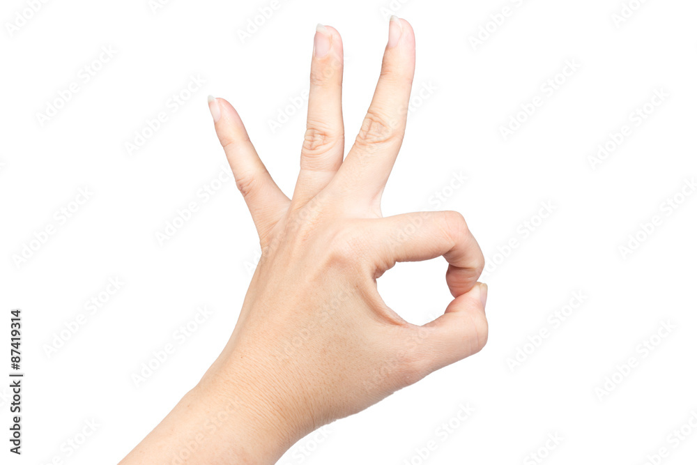 Hand OK sign isolated on white background
Hand OK sign isolated on white background