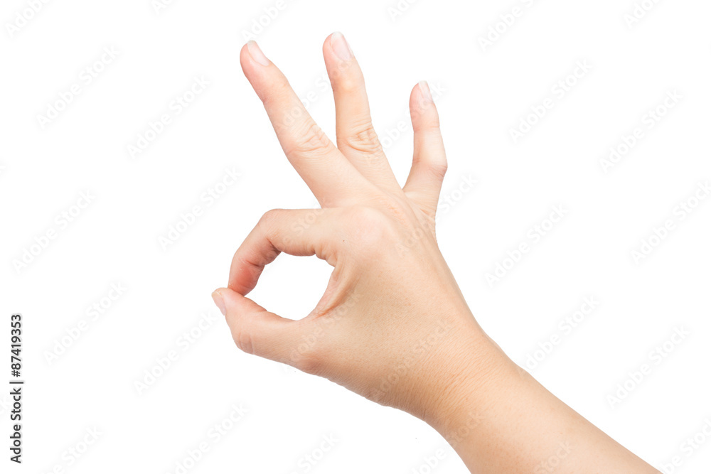Hand OK sign isolated on white background
Hand OK sign isolated on white background