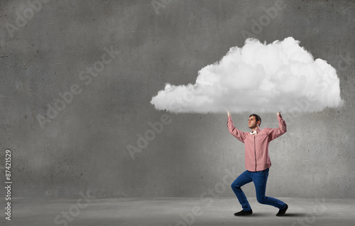 Man lifting cloud