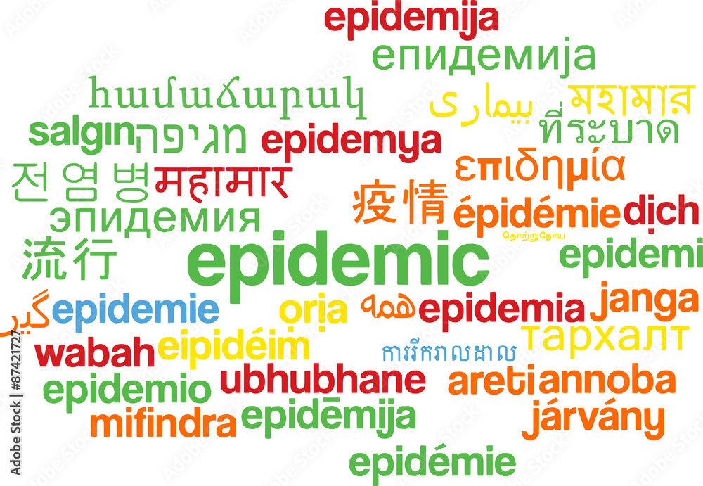 Epidemic multilanguage wordcloud background concept