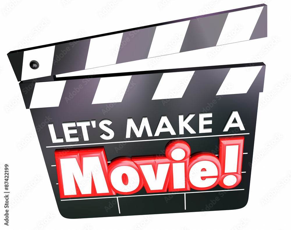 Naklejka premium Let's Make a Movie Clapper Board Film Making Message